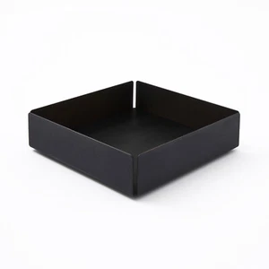 Svuotatasche in Acciaio Nero Opaco e Cuoio Nero - Design Moderno - Foto 1 di 5