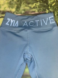 ZYIA ACTIVE High Rise Athletic Workout 7/8 Leggings Blue Steel Ss XS - Picture 1 of 5