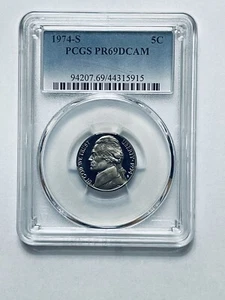1974-S Jefferson Nickel PCGS PR69DCAM - Picture 1 of 12