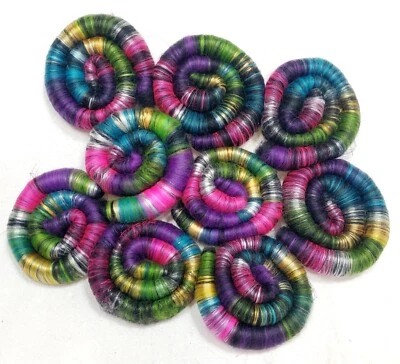 Super Soft Black Multicolor Roglags (9) Spinning Fiber Alpaca Merino 81 Grams - Image 1 of 4