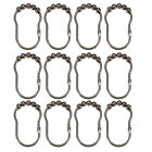 Shower Curtain Ring Hooks, For Shower Rods Curtains Liners Black Ball 12Pcs