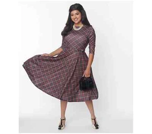 Unique Vintage Red Bias Plaid Devon Swing Dress Size 3X 20 - Picture 1 of 4