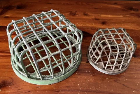 Vintage Flower Frogs Metal Kenzan Cage Dazey Flower Holder L.A. CAL Lot of 2 Cover