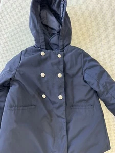 Jacadi Girls Long Sleeve Fill Zip Hooded Puffer Coat Blue Size 4 - Picture 1 of 12