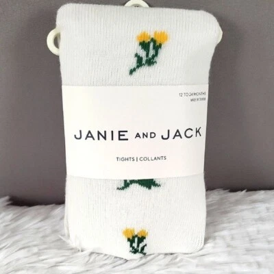 Janie and Jack White Tights with Yellow Flowers, New - Image 1 of 4