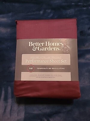 Better Homes & Gardens 400 Thread Count Hygro Cotton Bed Sheet Set Full Burgandy - Image 1 of 4