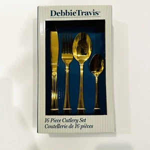 Debbie Travis 16 Stück Gold Besteck Besteck Edelstahl Besteck - Bild 1 von 10