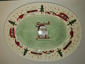 Department 56 große ovale Weihnachtsplatte Saint Nicks Campingplatz 14 Zoll - Bild 1 von 11