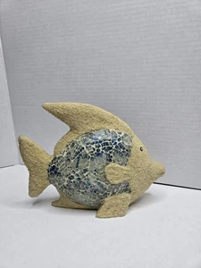 Stained Glass And Sand Look Fish Figurine Sculpture Beach House Decor Nautical  - Picture 1 of 6