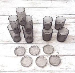 Tupperware Kristall blickdicht Trinkgläser Becher Konvolut Set grau Farbe 15tlg Set - Bild 1 von 2