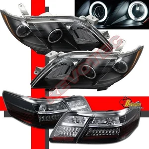 Black CCFL Halo Projector Headlights & LED Tail Lights For 07 08 09 Toyota Camry - Picture 1 of 6