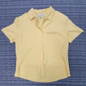 Blusa Camisa Vintage Alejandría Seda Amarilla Abotonada Manga Corta Talla 12 - Imagen 1 de 7