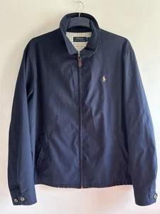 Ralph Lauren Jacket Navy Blue Zip Up Check Lining Harrington - Men’s XL - Picture 1 of 9