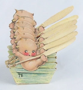 Vintage Rose O'Neill Kewpie Blunderboo in Boat w/ Oar Set of Six Paper Nut Cups - Picture 1 of 8