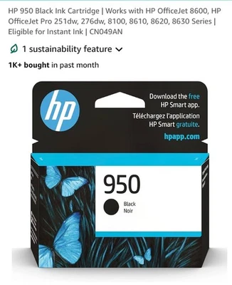 HP Original Black Inkjet Printer Ink Cartridge for OfficeJet Pro 8600 Series - Image 1 of 3