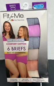 6-Pack FIT FOR ME Women's Size 11/3X - Comfort Cotton Briefs Fruit Of The Loom - Picture 1 of 8