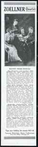 1915 Zoellner Quartet photo recital tour booking vintage print ad - Picture 1 of 7