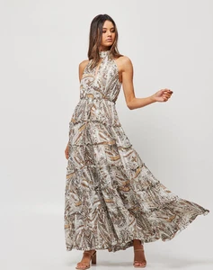 Elliatt Dress AUS XS/8 US4 Josephine Maxi Paisley Ruffle Trim Tiered Halter - Picture 1 of 8