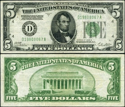 FR. 1952 D $5 1928-B Federal Reserve Note Cleveland D-A Block DGS VF - Image 1 of 3