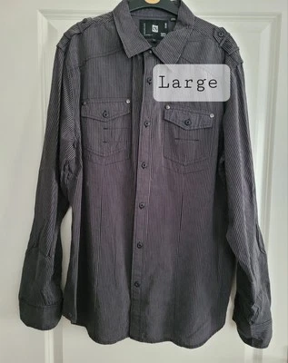 Ocean Current Striped Shirt | Grey & Black | Men's L | Streetwear Classic - Image 1 of 4