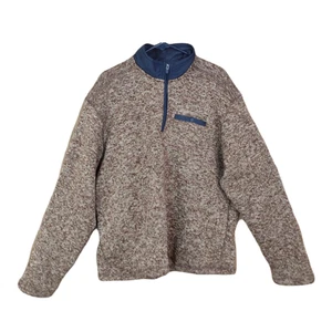 Eddie Bauer Men's Top Tan Rust Brown Knit 1/4 Zip Pockets Outdoor Pullover XL - Picture 1 of 7
