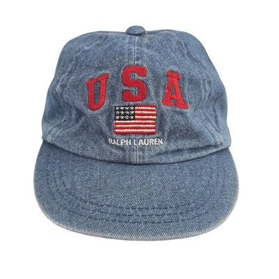 Ralph Lauren EE. UU. Denim Jean Gorra de Béisbol Bebé Niño Pequeño Talla Única Azul Bordado Foto 1 de 4
