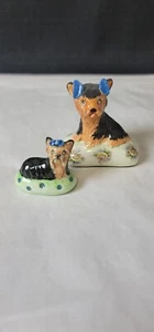 Pair Basil Matthews Yorkshire Terrier Yorkie Dog Figurines - Picture 1 of 9