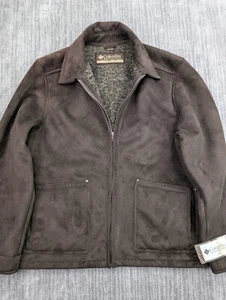 VTG Columbia Mens Faux Suede Leather Barn Chore Jacket Sherpa Lined Large NWT - Picture 1 of 17
