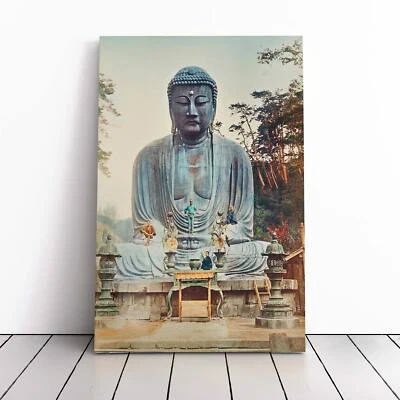 Bronze Buddha At Kamakura Asian Kazumasa Ogawa Canvas Wall Art Print Framed - Image 1 of 4