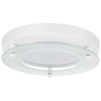 2PK 8" FlushMount Ceiling Light, Floating Glass, 4000K, 17W(80W), White w/ Clear - Image 1 of 4
