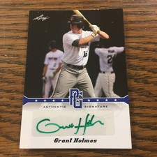 2013 leaf perfect game printing plate 18/25 autographed grant holmes