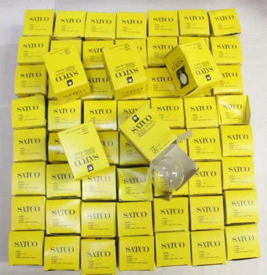 (61) SATCO S3821 15W 120V Clear 2" Diameter Globe 1500hr Candelabra Lamp Bulb - Image 1 of 4