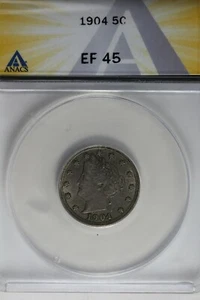 1904  .05  ANACS  EF 45  Liberty Nickel, V Nickel, 5 Cent Piece - Picture 1 of 2