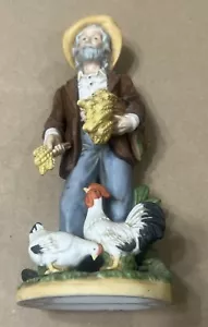VINTAGE HOMCO PORCELAIN FARMER HARVESTING WHEAT 8in - Picture 1 of 9