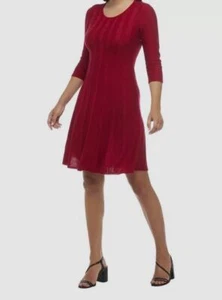 $79 Nine West Women's Red Scoop Neck Cable-Knit Sweater Dress Size L - Picture 1 of 3