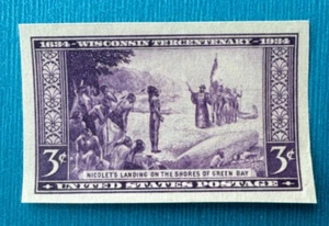 US Stamps Scott 755 3c 1935 Wisconsin Tercentenary imperf single M/NH Fresh - Picture 1 of 2