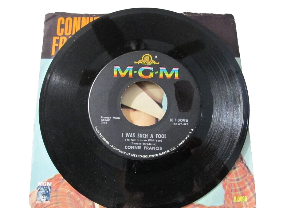 45 RECORD - CONNIE FRANCIS - I WAS SUCH A FOOL - Image 1 of 1