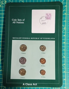 YUGOSLAVIA  SET, COINS OF ALL NATIONS CARD 6PC. 1983. Our T6860 - Picture 1 of 16