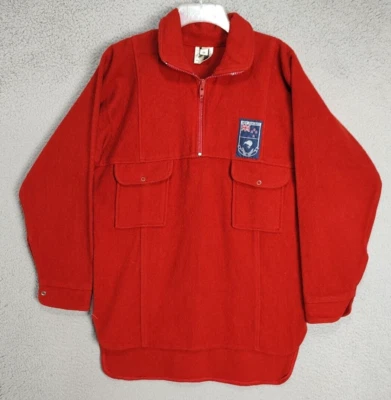 Vintage Wool Shirt Adult Medium Roaring 40's Red New Zealand 1/4 Zip 60s 70s Men - Image 1 of 4