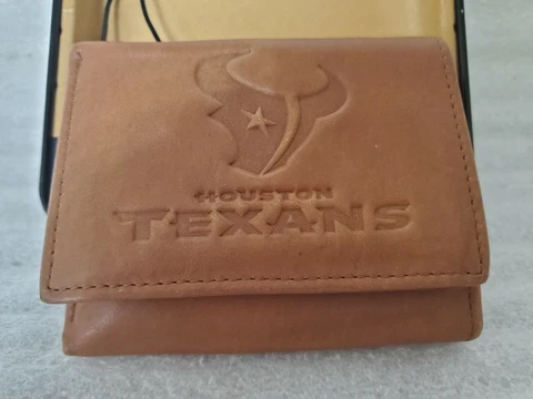 Houston Texans NFL Brown Leather Embossed Trifold Wallet by Rico - in Case Cover