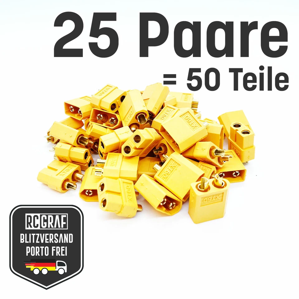 25 Paare XT60 Premium Stecker Buchse Lipo Akku XT 60 RC 50 Teile - Bild 1 von 3