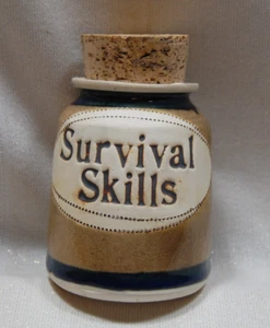 Vintage Brophy’s Word Jar With Cork - Survival Skills 90s Man Cave Decor - Picture 1 of 6
