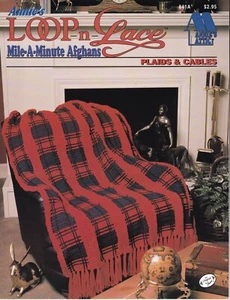 Annie's Loop N Lace Mile A Minute Afghans PLAIDS & CABLES Pattern Leaflet 841A - Picture 1 of 2