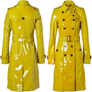 Women PVC Leather Trench Vinyl Shiny Light Weighted Raincoat Stylish Trench Coat - Picture 1 of 5