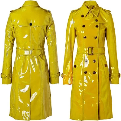Women PVC Leather Trench Vinyl Shiny Light Weighted Raincoat Stylish Trench Coat - Image 1 of 4