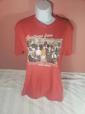 THE OFFICE CHRISTMAS PARTY GREETINGS FROM DUNDER MIFFLIN Graphic T-Shirt Red M - Image 1 of 4