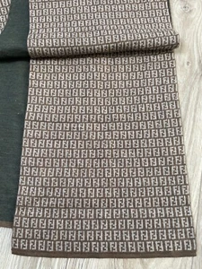 Fendi Monogram FF Wool Shawl Scarf Stole Beige Green Logo  Vintage AUTH - Picture 1 of 6