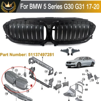 For BMW G30 G31 2017-2020 Front Radiator Grille Active Air Shutter # 51137497281 Foto 1 de 4