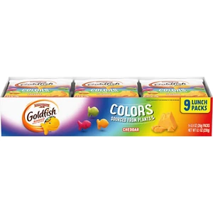 Goldfish Colors Cheddar Crackers, Snack Pack, 0.9 Oz, 9 CT Multi-Pack Tray - Picture 1 of 9