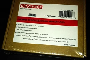 Gearmo GM-HU34 4 porte USB 3.0 robusto hub industriale montaggio su rotaia din nuovo con scatola - Foto 1 di 7